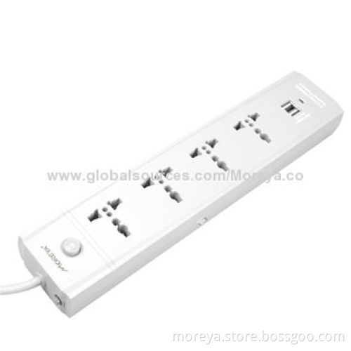 Universal Standard Power Strip with 5-way, Made ABS Plastic Case and 100% Copper, One Switch Control